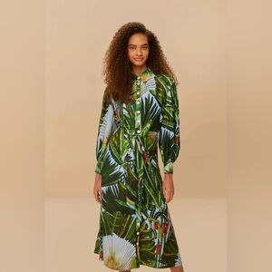 FARM Rio Green Tropical Midi Dress